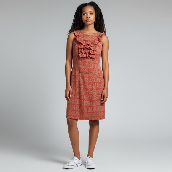 Banana Republic Dresses & Skirts - Banana Republic Coral Ruffle-Front Midi Dress (Bin 12)